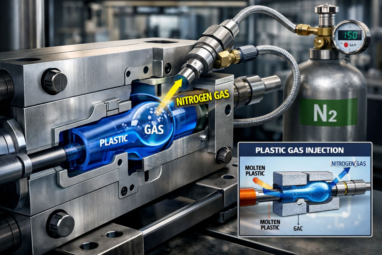 Natural Gas Injection Nitrogen Gas Injection Systems | Gas Assist Technology in Plastic Injection